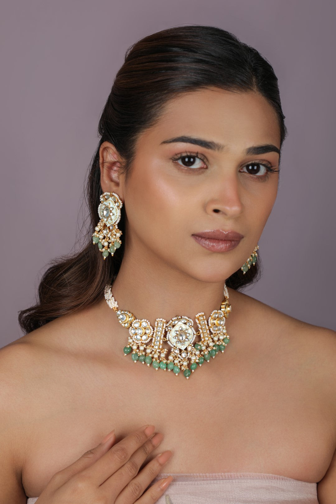Rajdwadu style delicate festive wear choker set