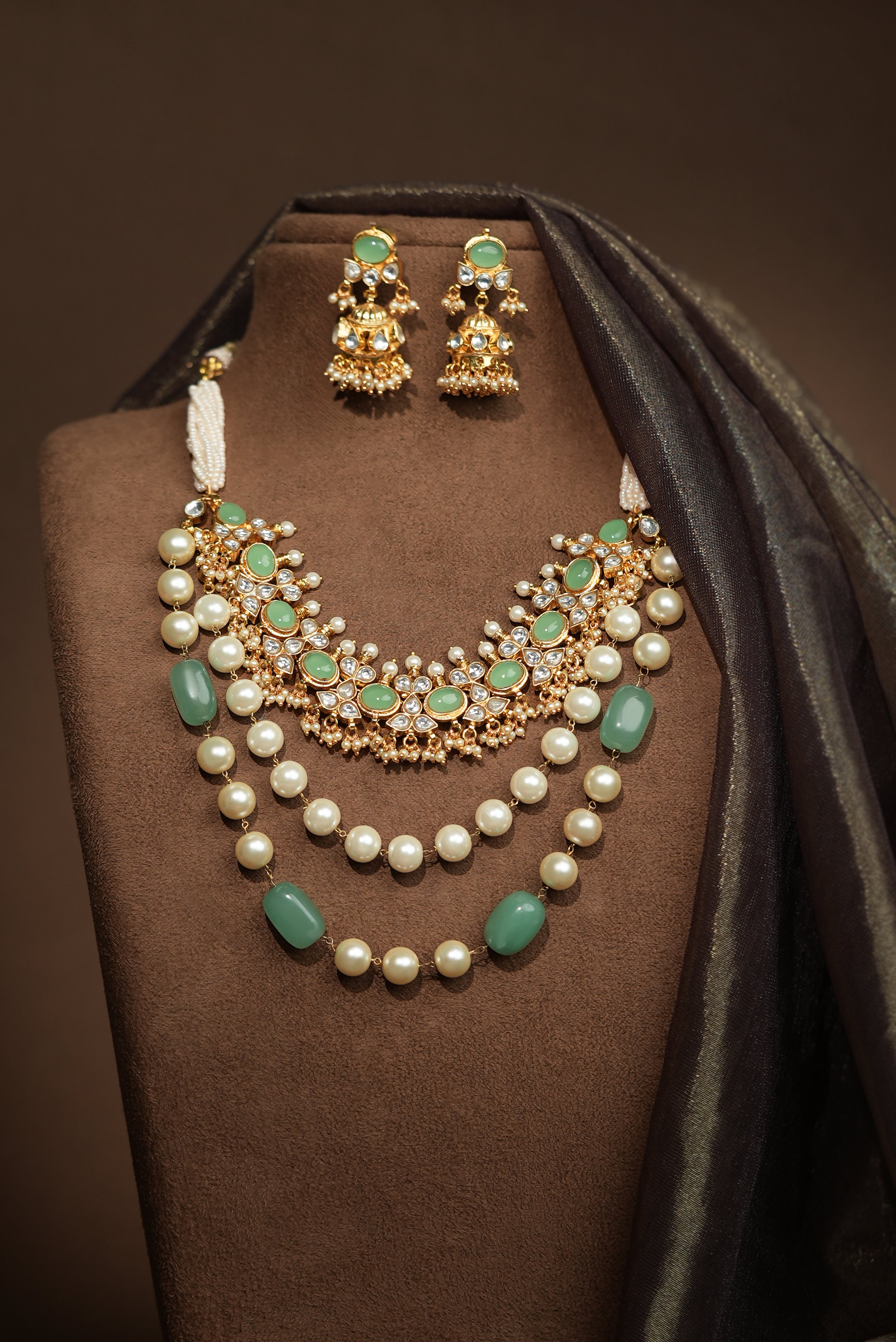 Traditional indian jewellery set with pearl