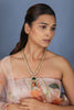 Coral White long necklace with teardrop pendant crafted jadau Necklace.