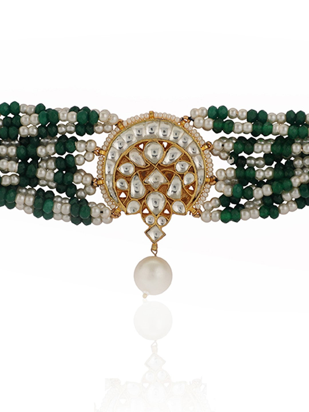 Women's wear green and white pearl bracelet