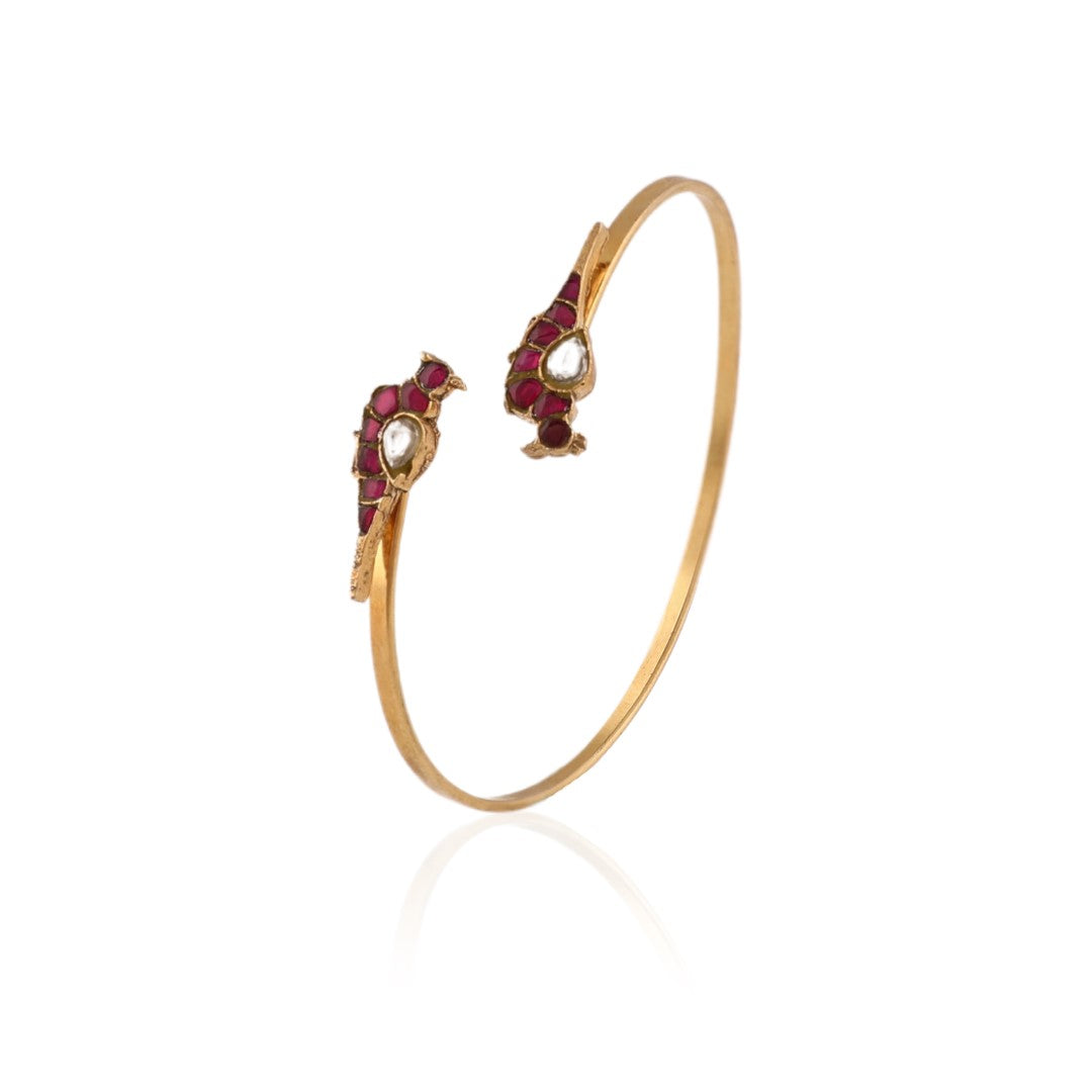 Peacock Design Gold Plated Kada Bracelet