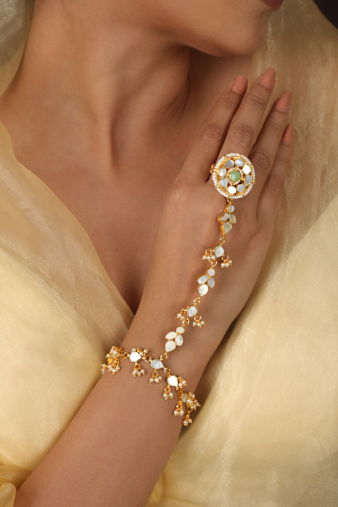 Mother of Pearl & Pearl Beaded Haath Phool