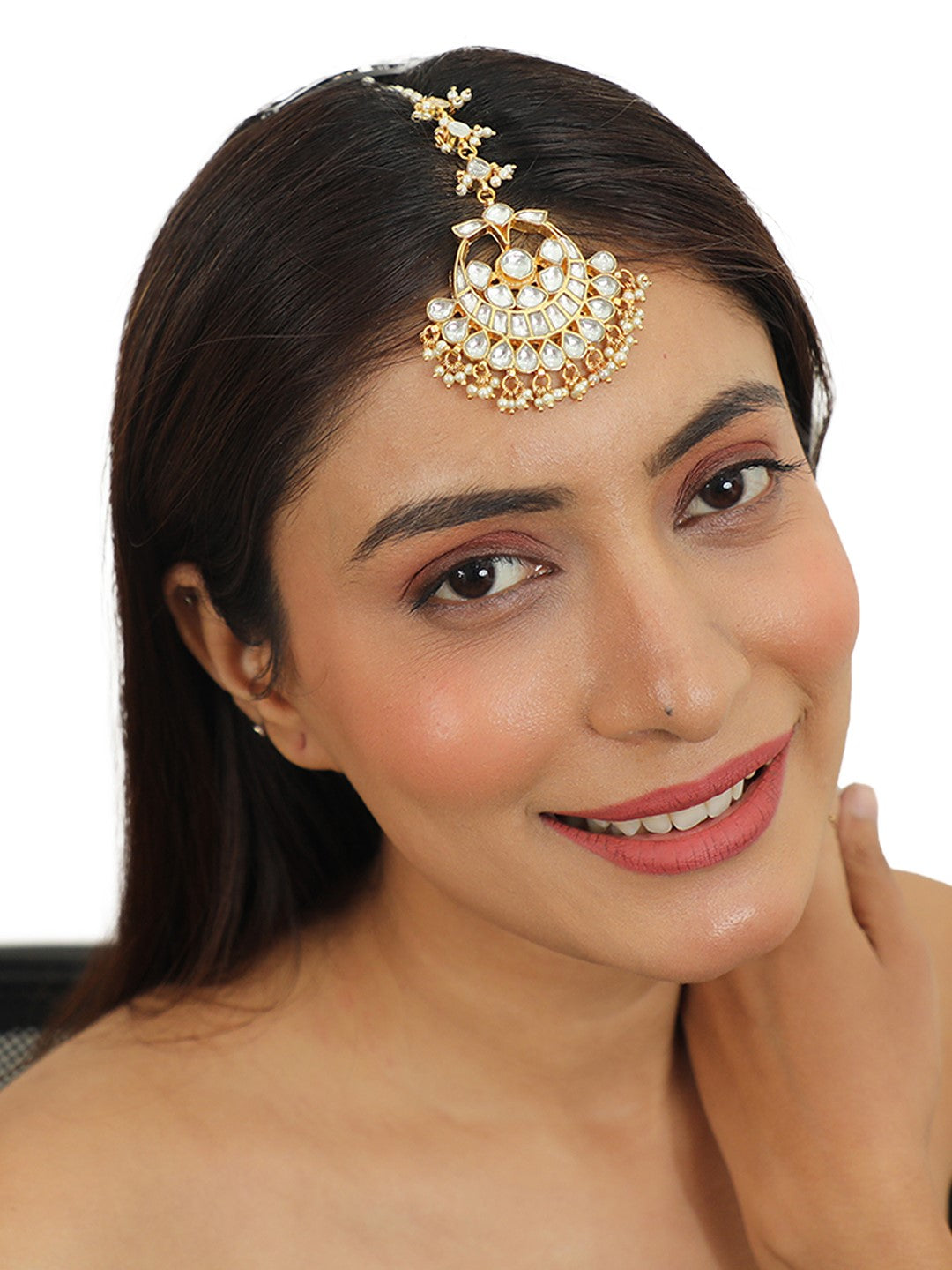 Wedding Wear White Gold Plated Maangtikka