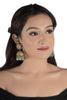 White Stone Jhumki And Sea Green Beads With White Hanging Atteched Ear Chain