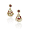 White And Pink Stone Earrings With Pearl
