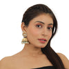 Green Hangings With White Pearl Jhumki