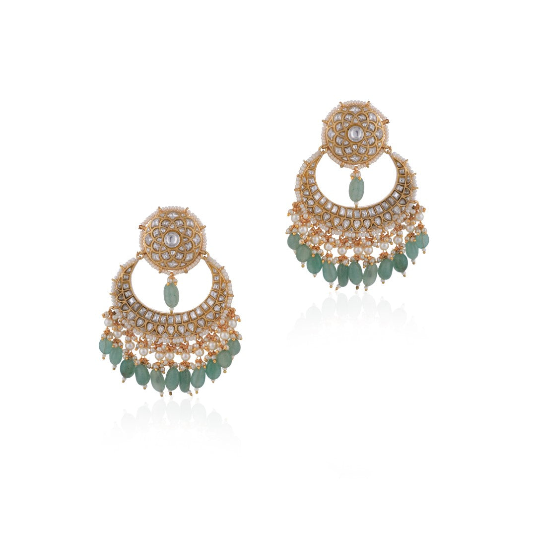 Gold plated sea green chandbaali