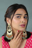 Riana gold plated green pink colour party wear long designer dangler earrings