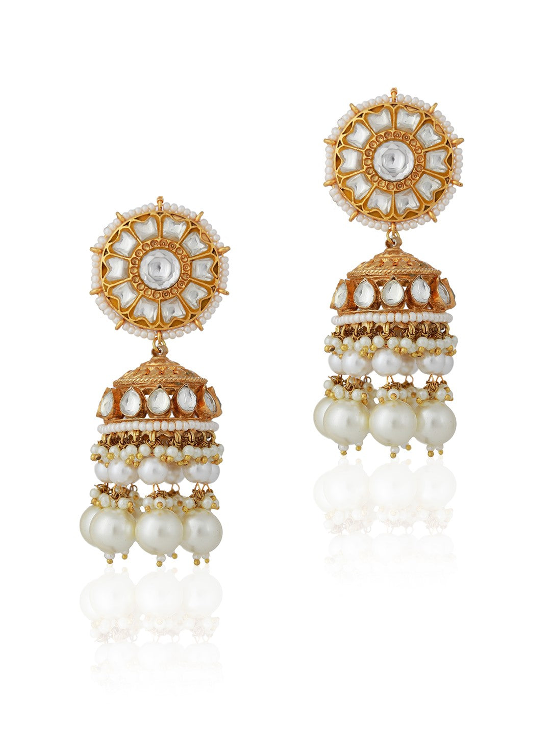 White gold pearl jhumka