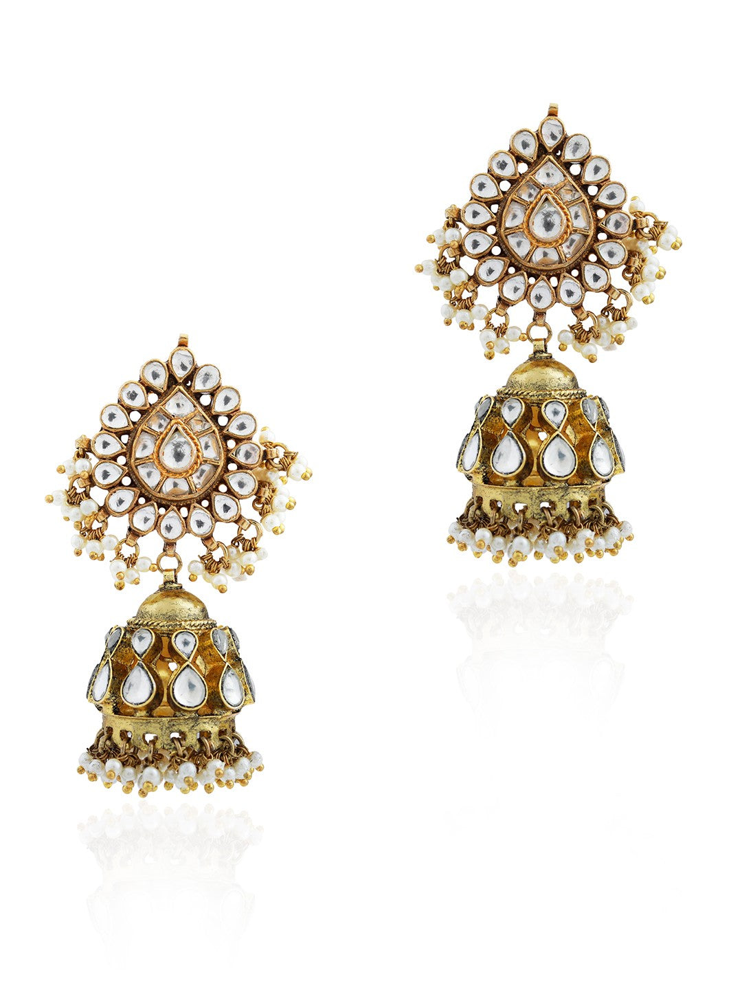 White jadtar jhumka