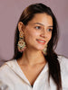 Gold plated pink beads dangling earrings