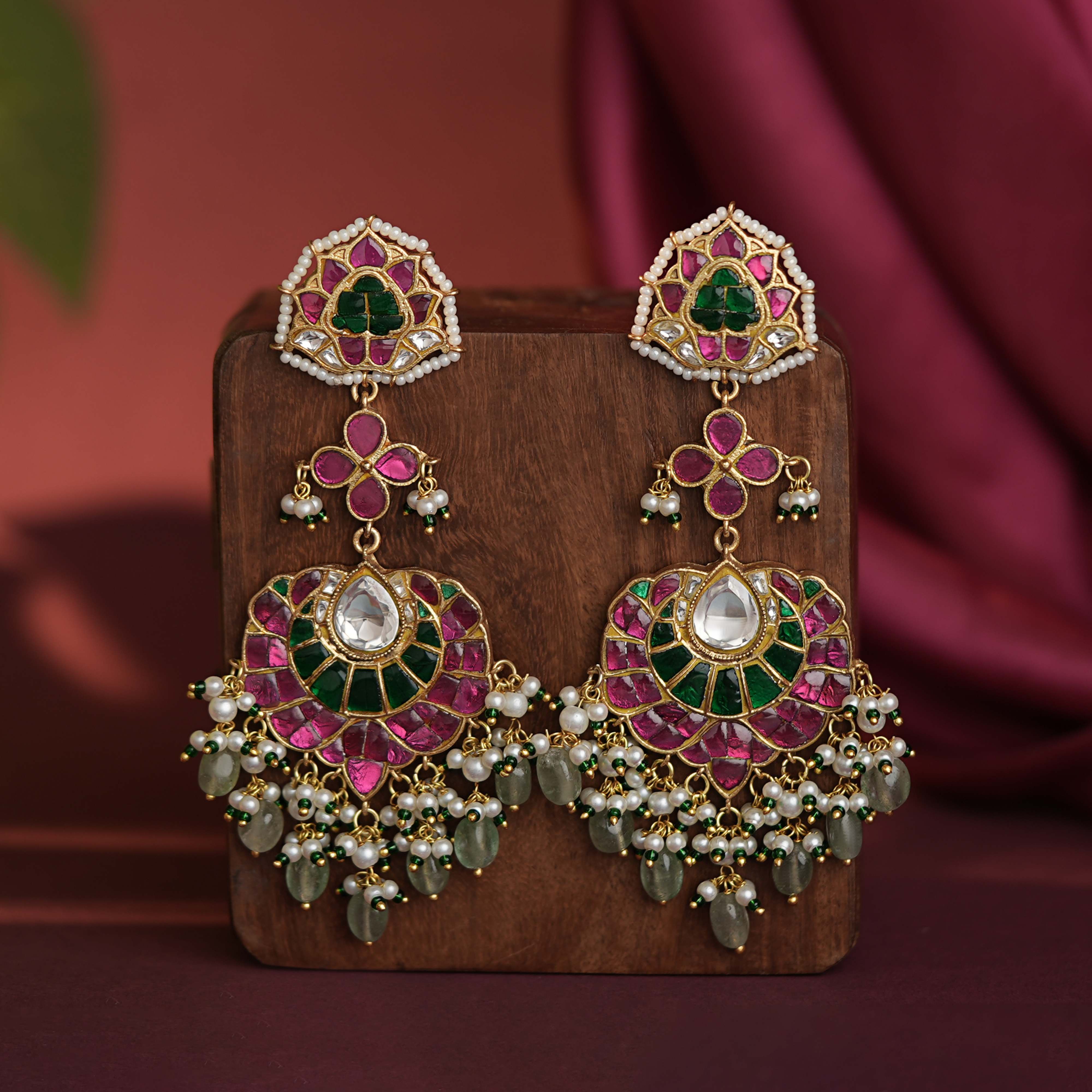 22kt gold plated multicolur long Earrings