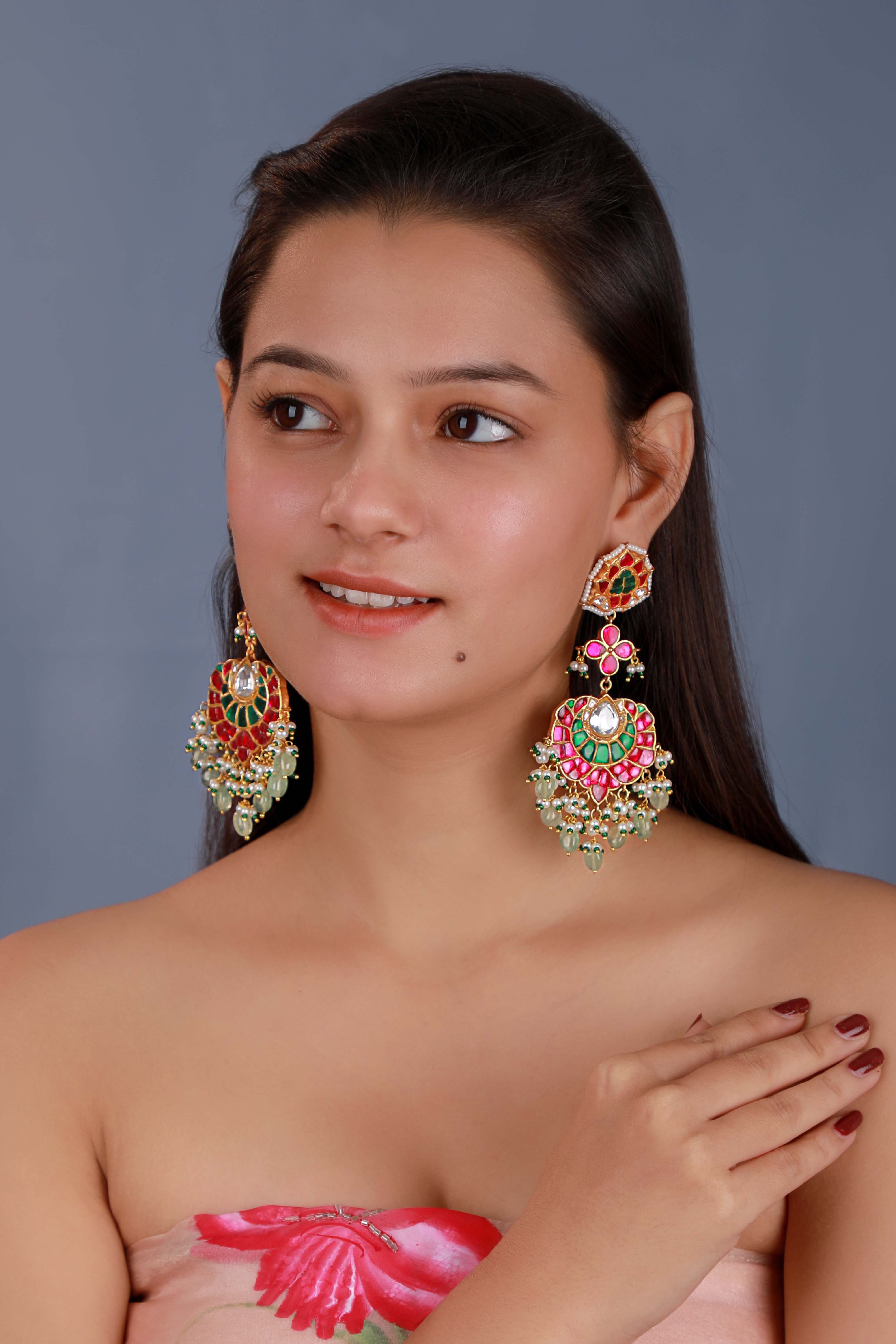 22kt gold plated multicolur long Earrings