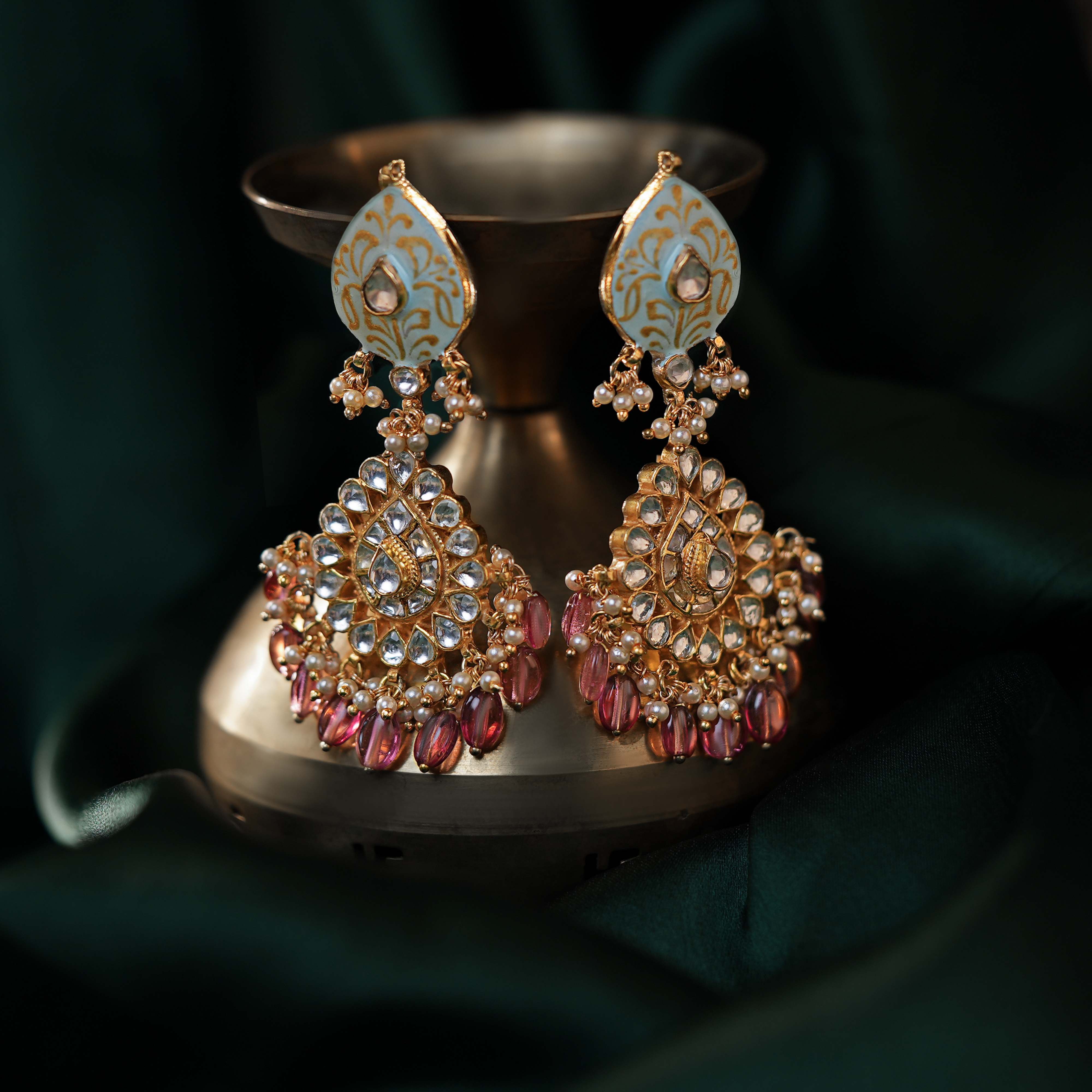 Blue Meenakari Earrings