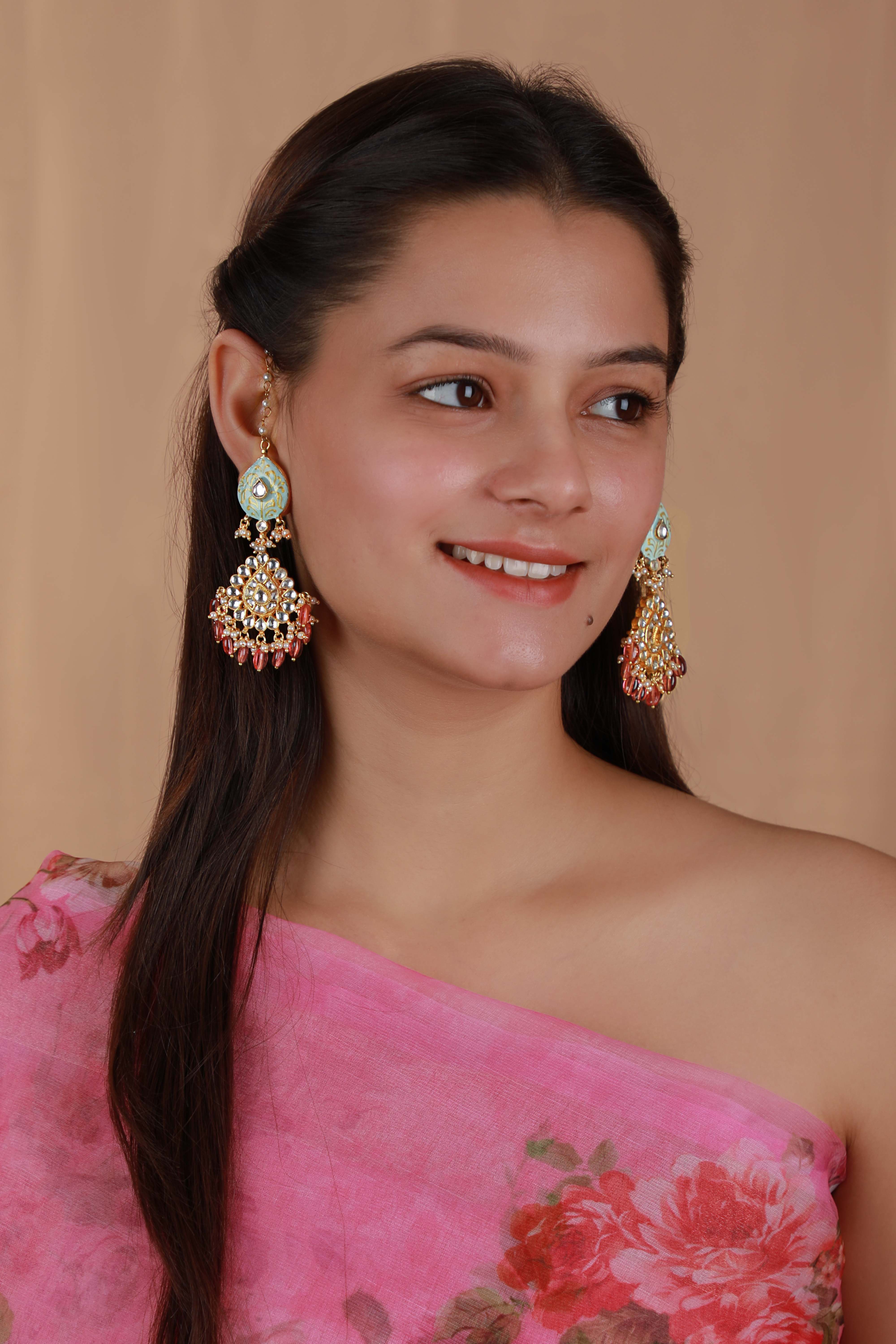 Blue Meenakari Earrings