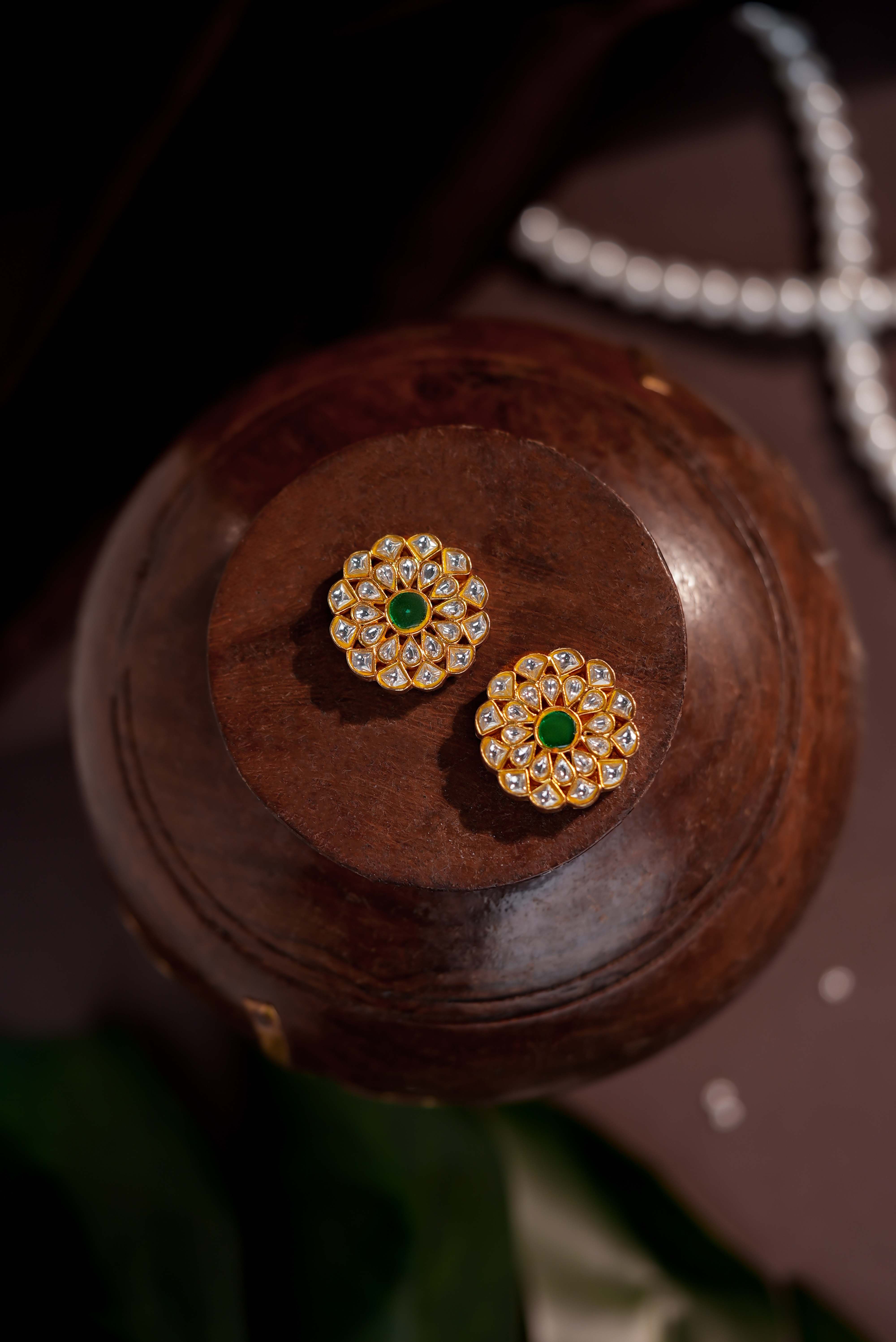 Floral jadau kundan delicate studs