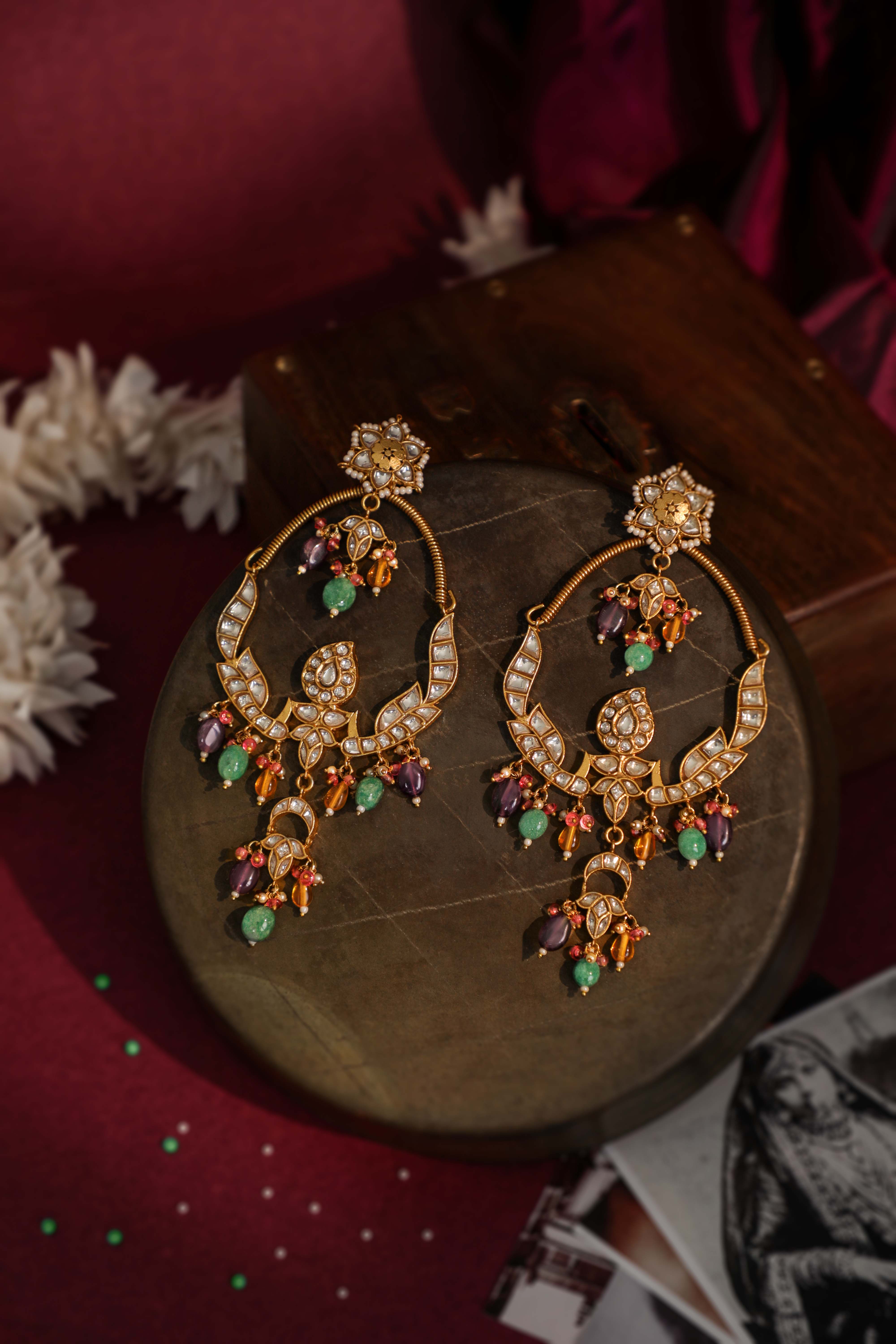 Chandbali with multicolour beads