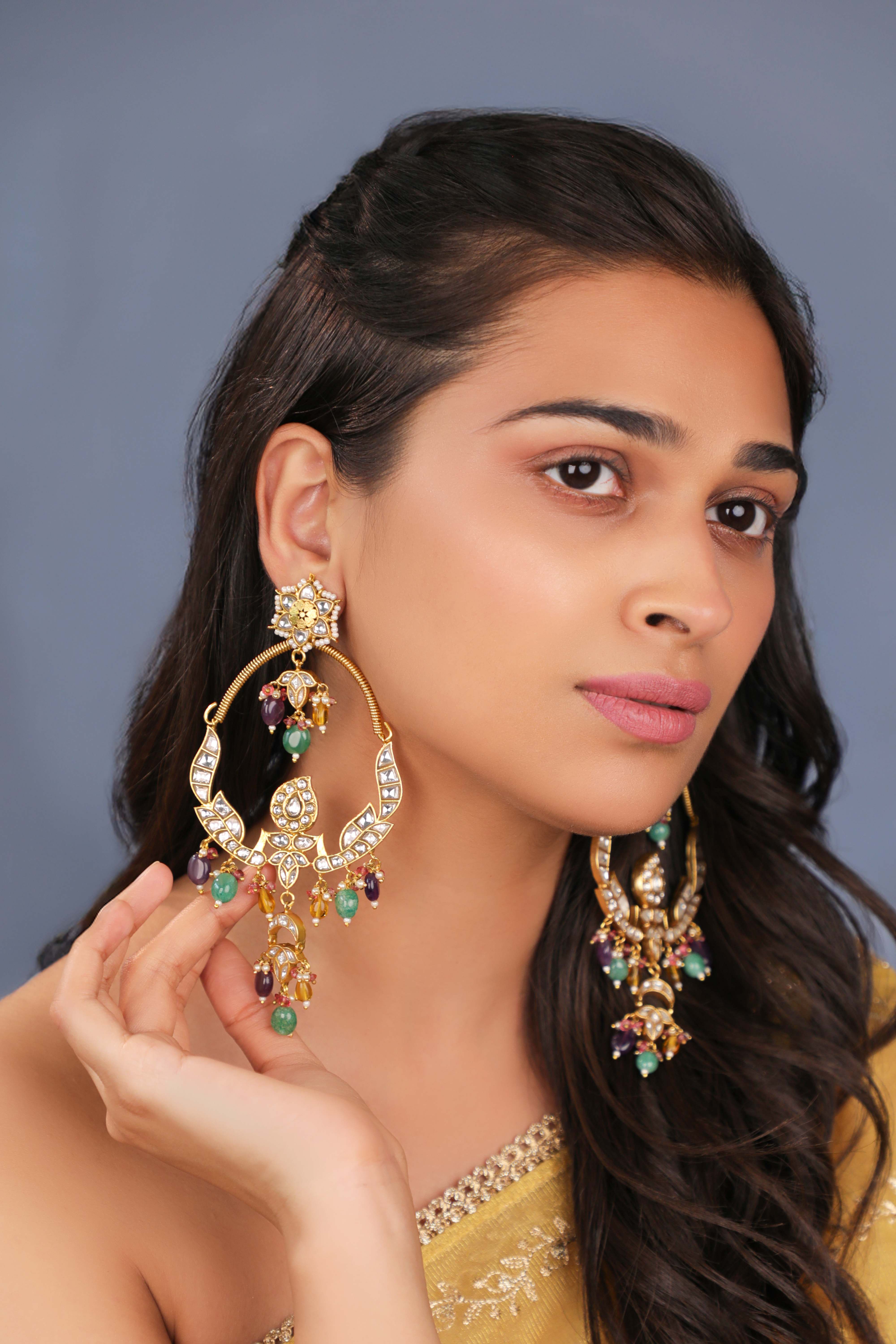 Chandbali with multicolour beads