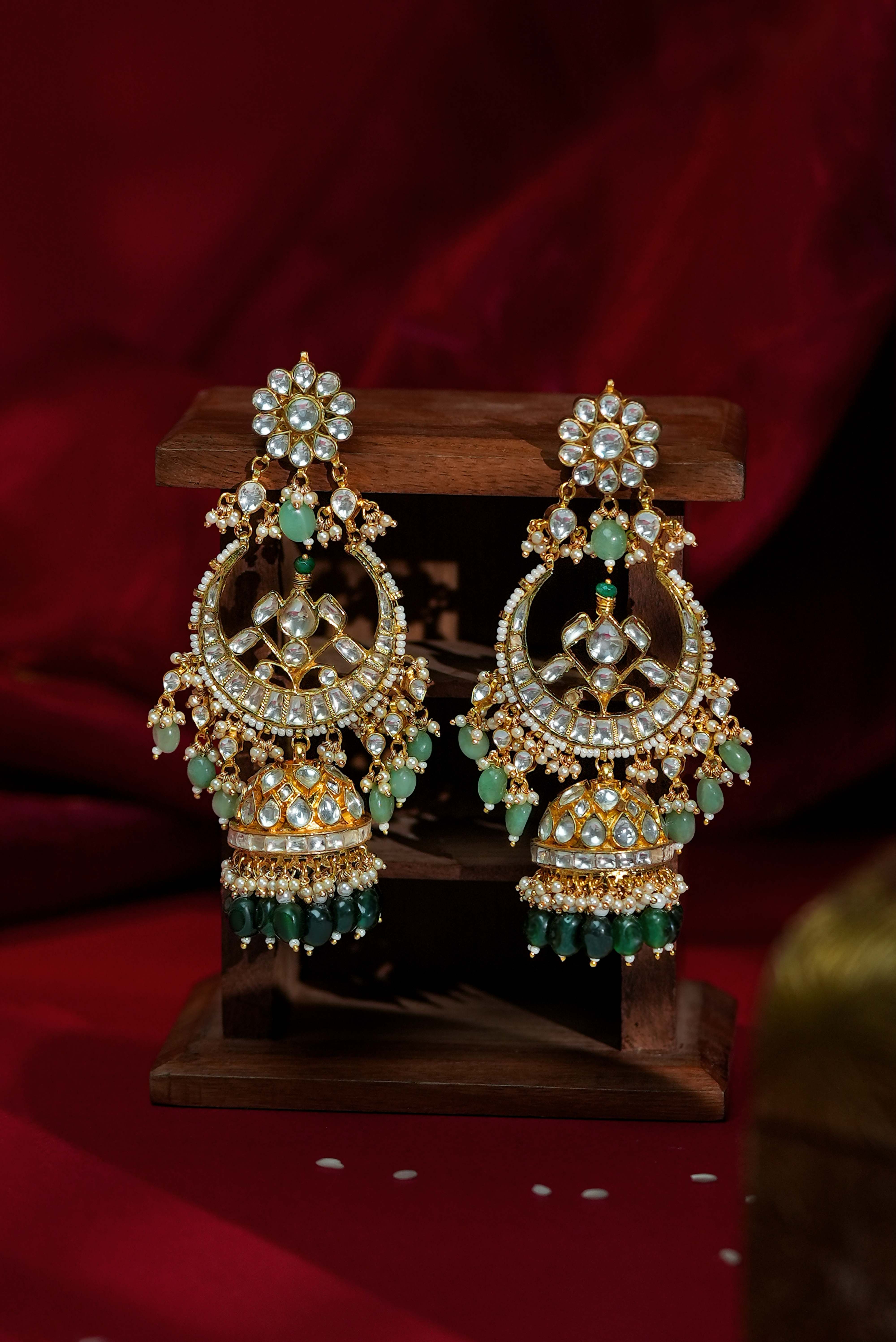 Heritage Jhumkis in emerald