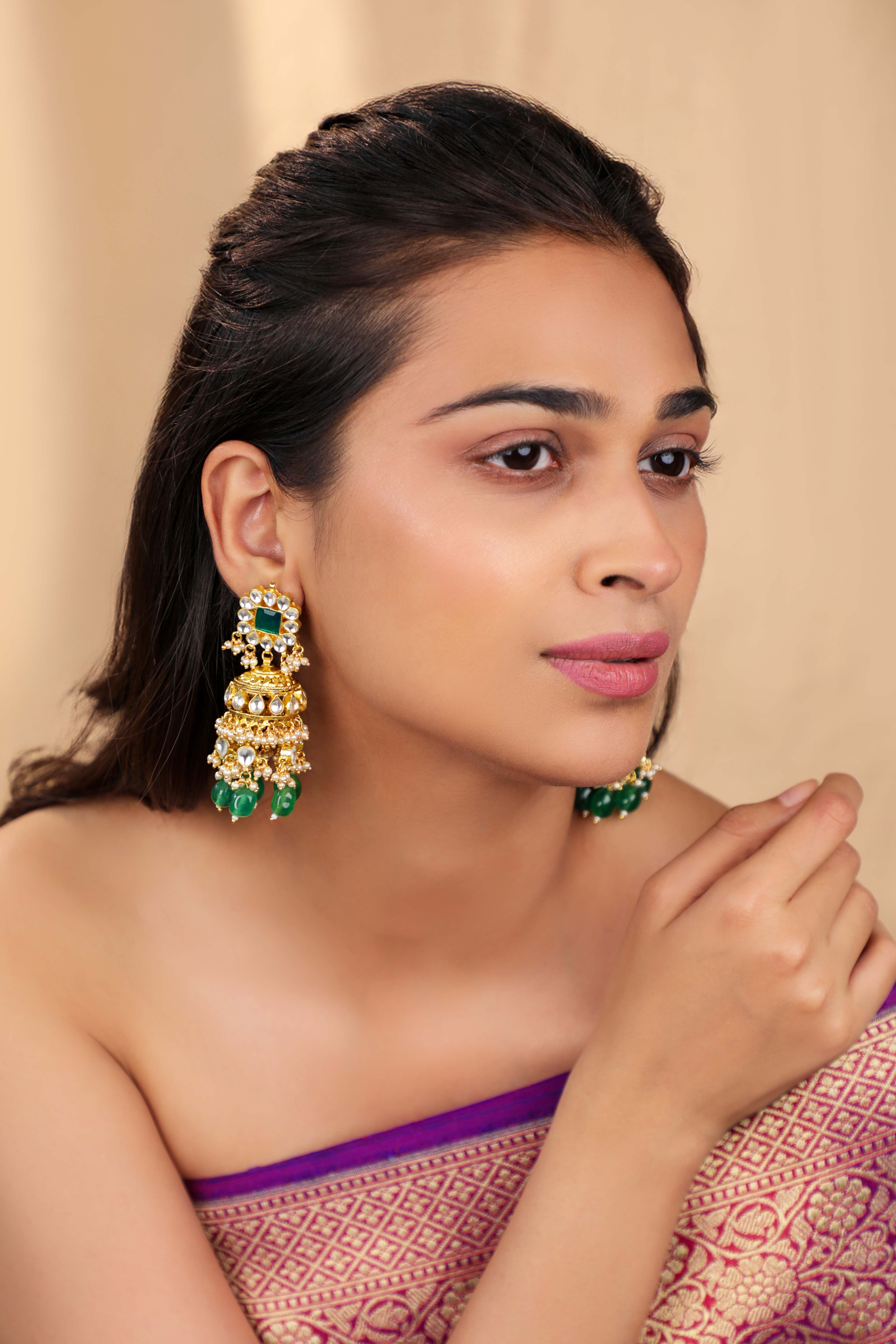 Emerald green traditional Jhumki