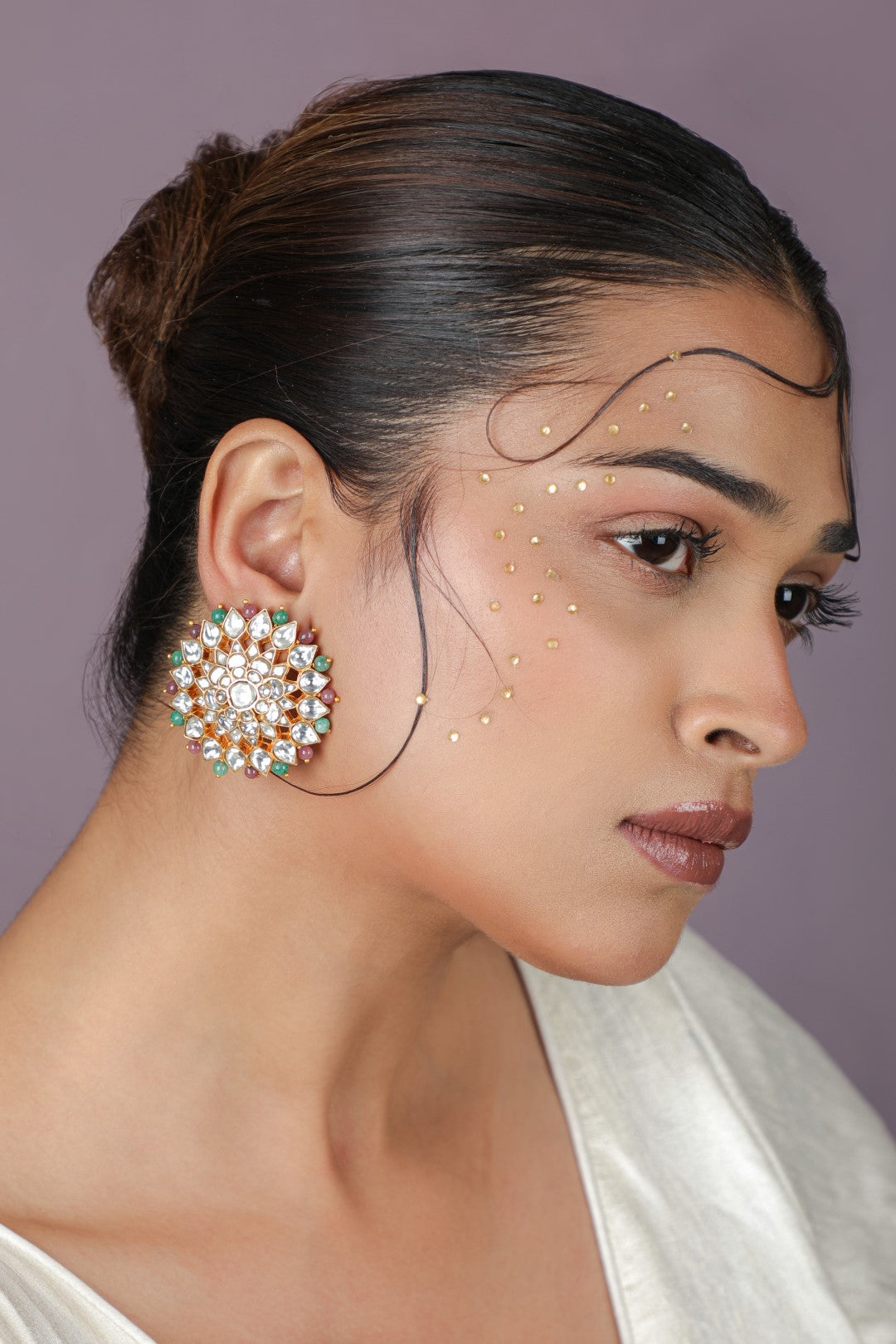 Floral pastel colour beaded studs
