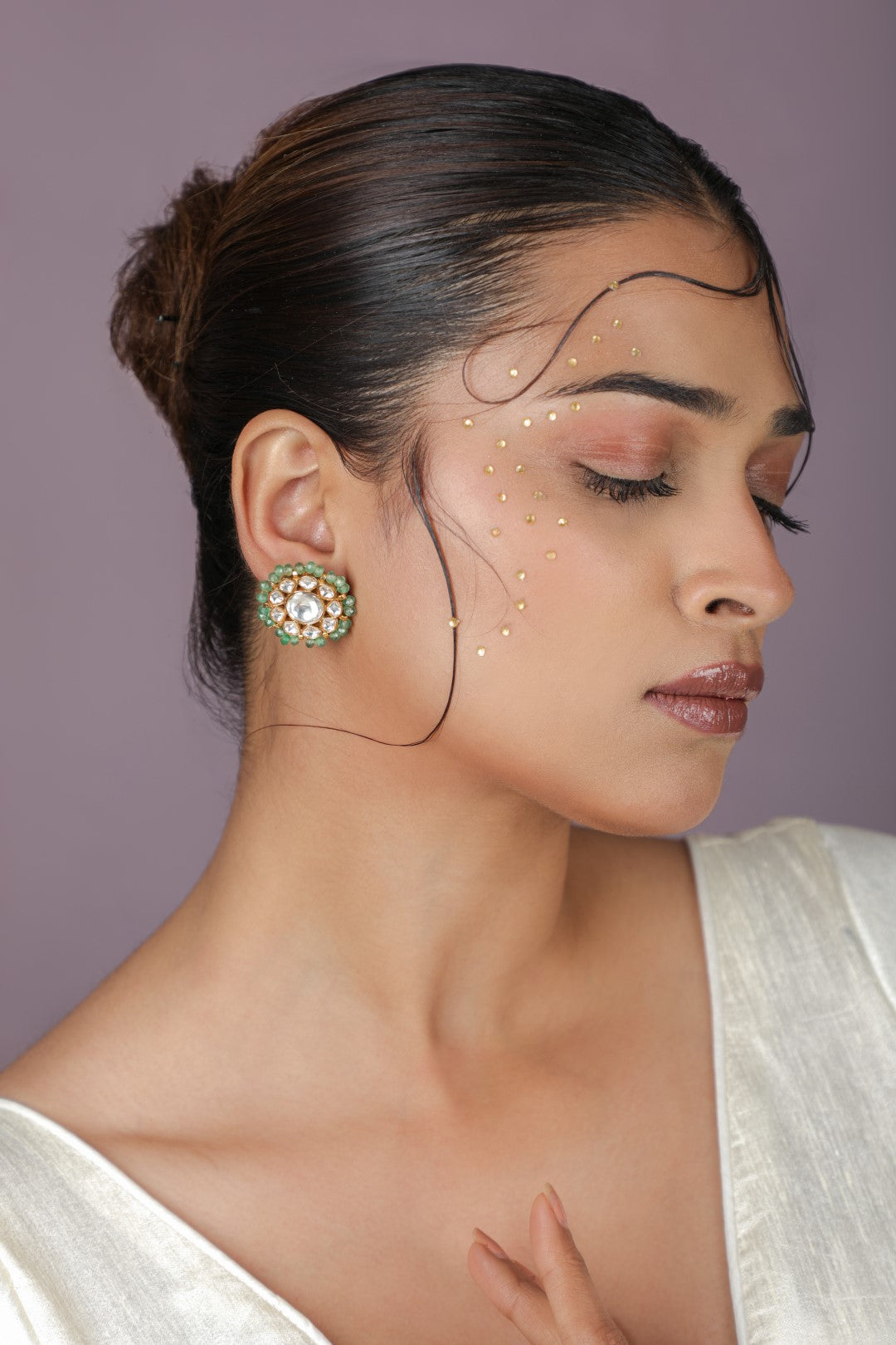 Sea green beaded studs