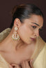 Gold-Plated Floral Kundan & Pearls Studded Drop Earrings