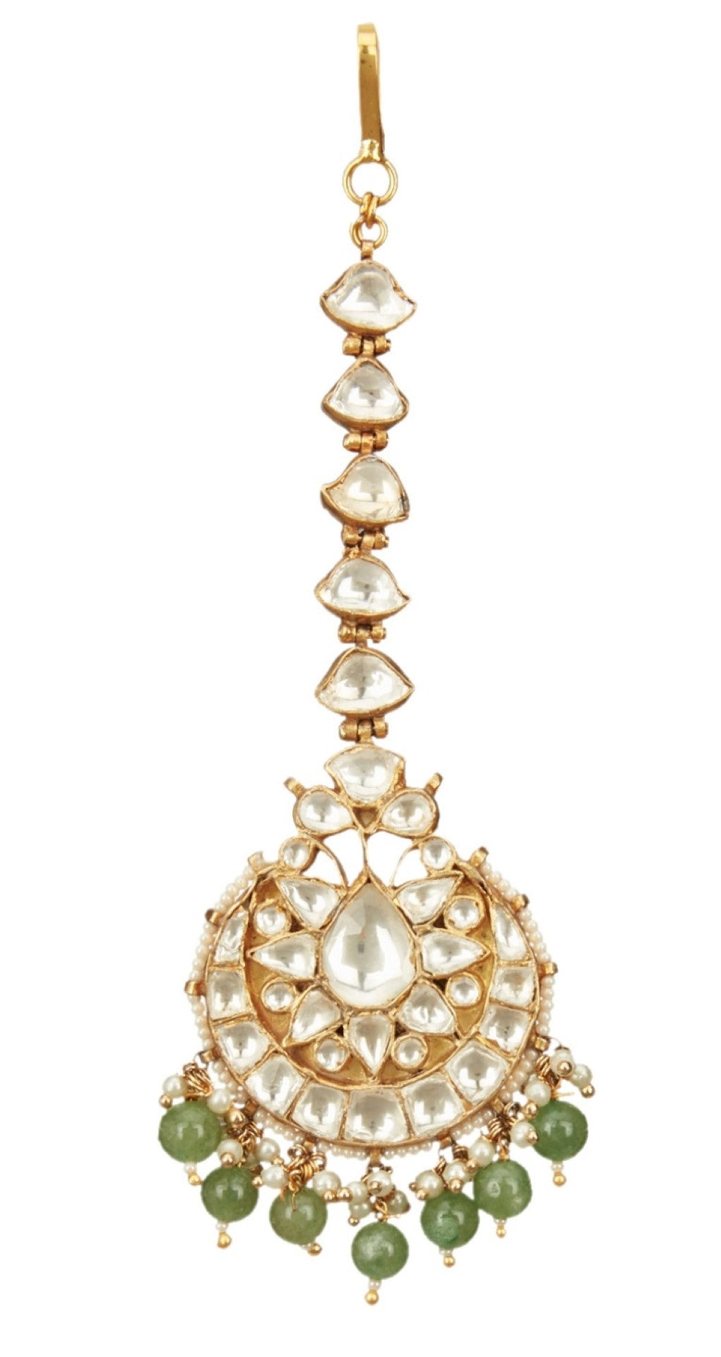 Sea Green Beaded Gold Plated Tikka