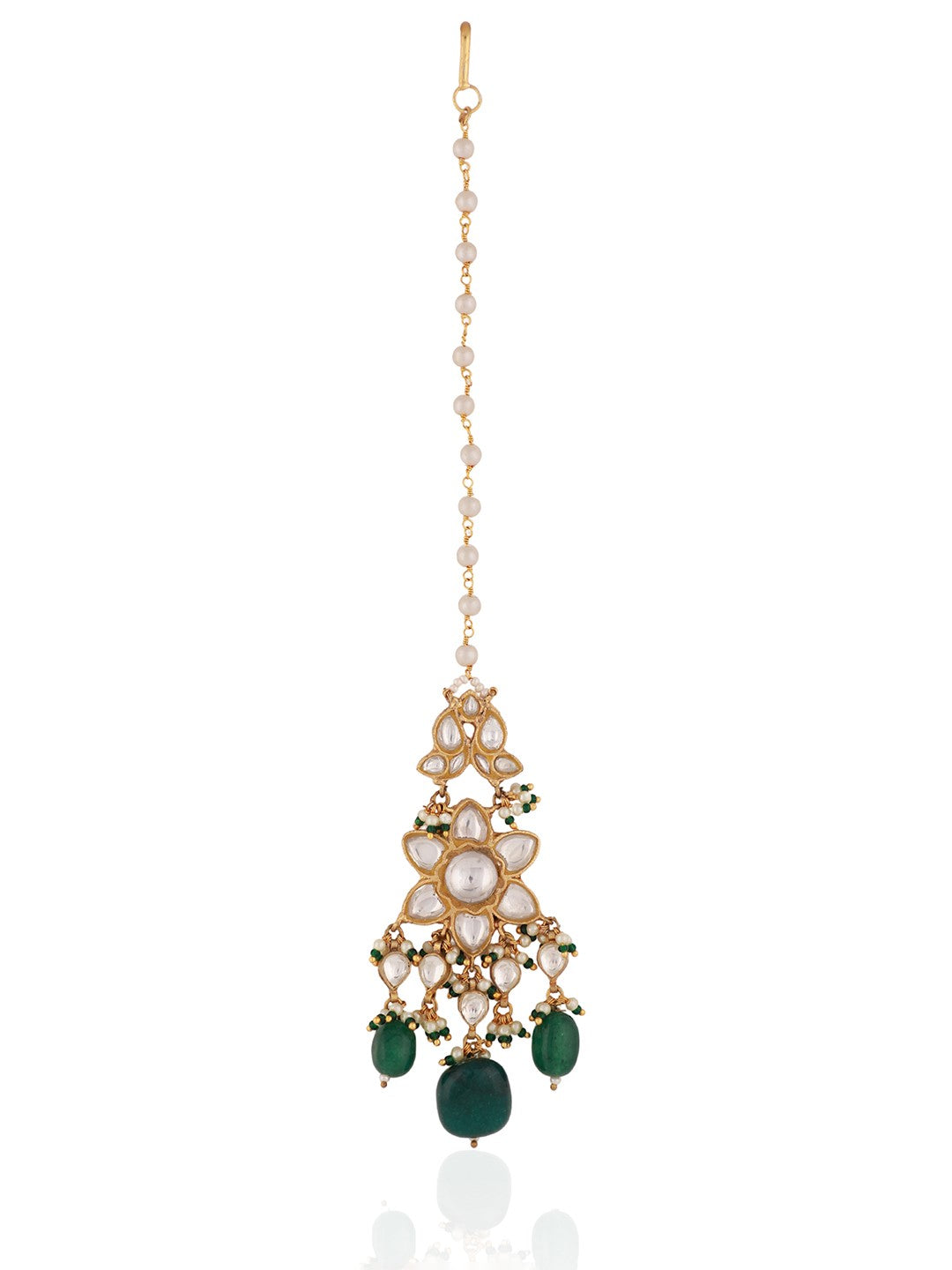 Emerald tikka coctail and bridal wear in floral desgin