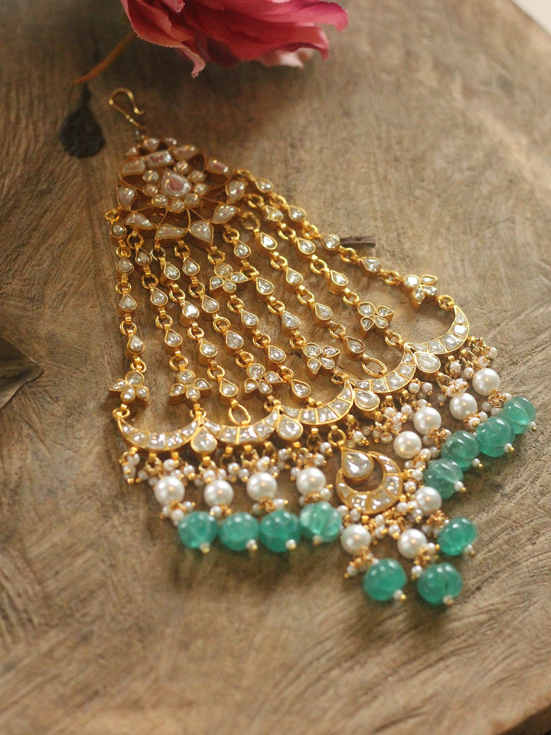 22kt gold plated traditional handcrafted green passa