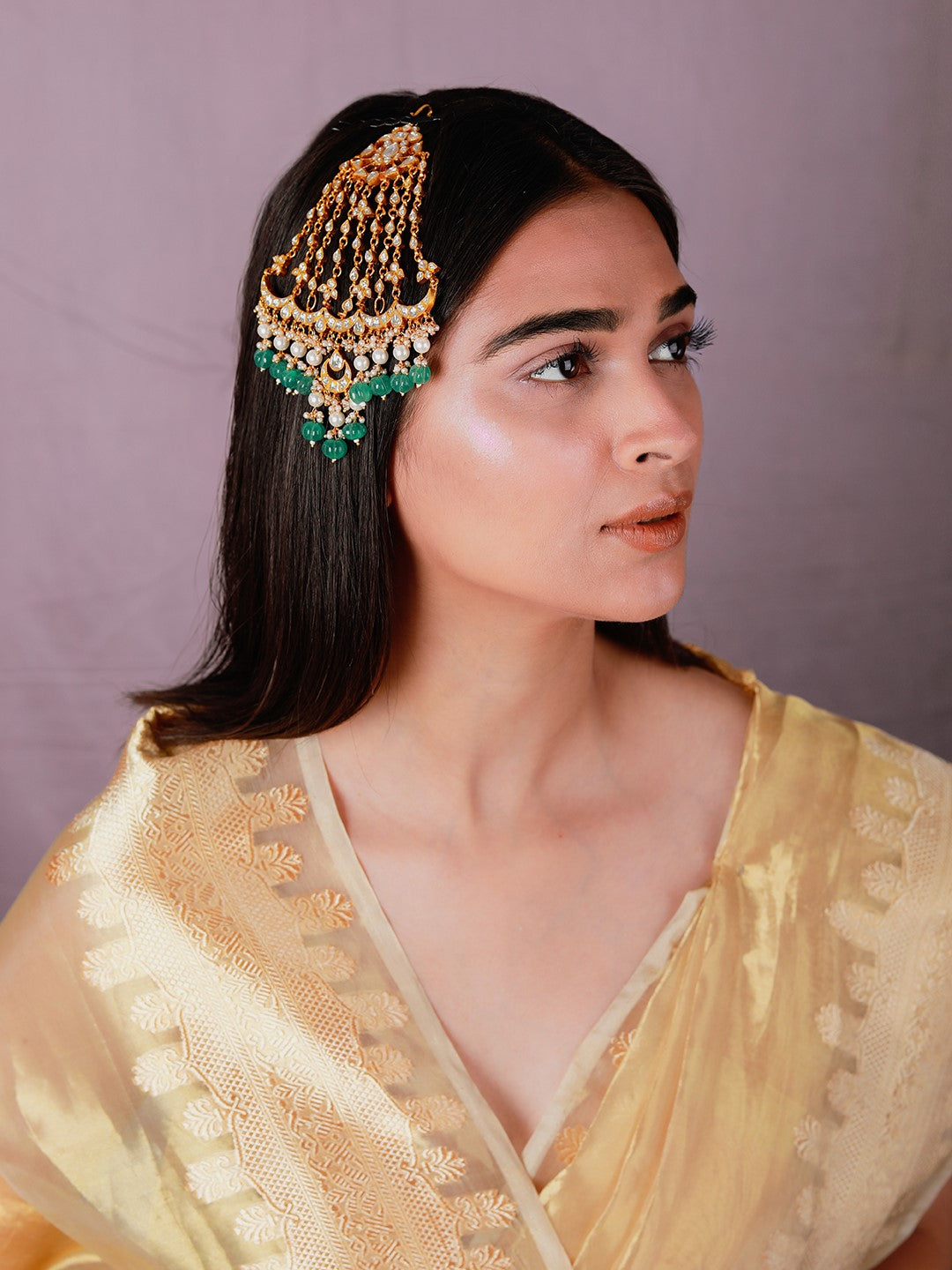 22kt gold plated traditional handcrafted green passa