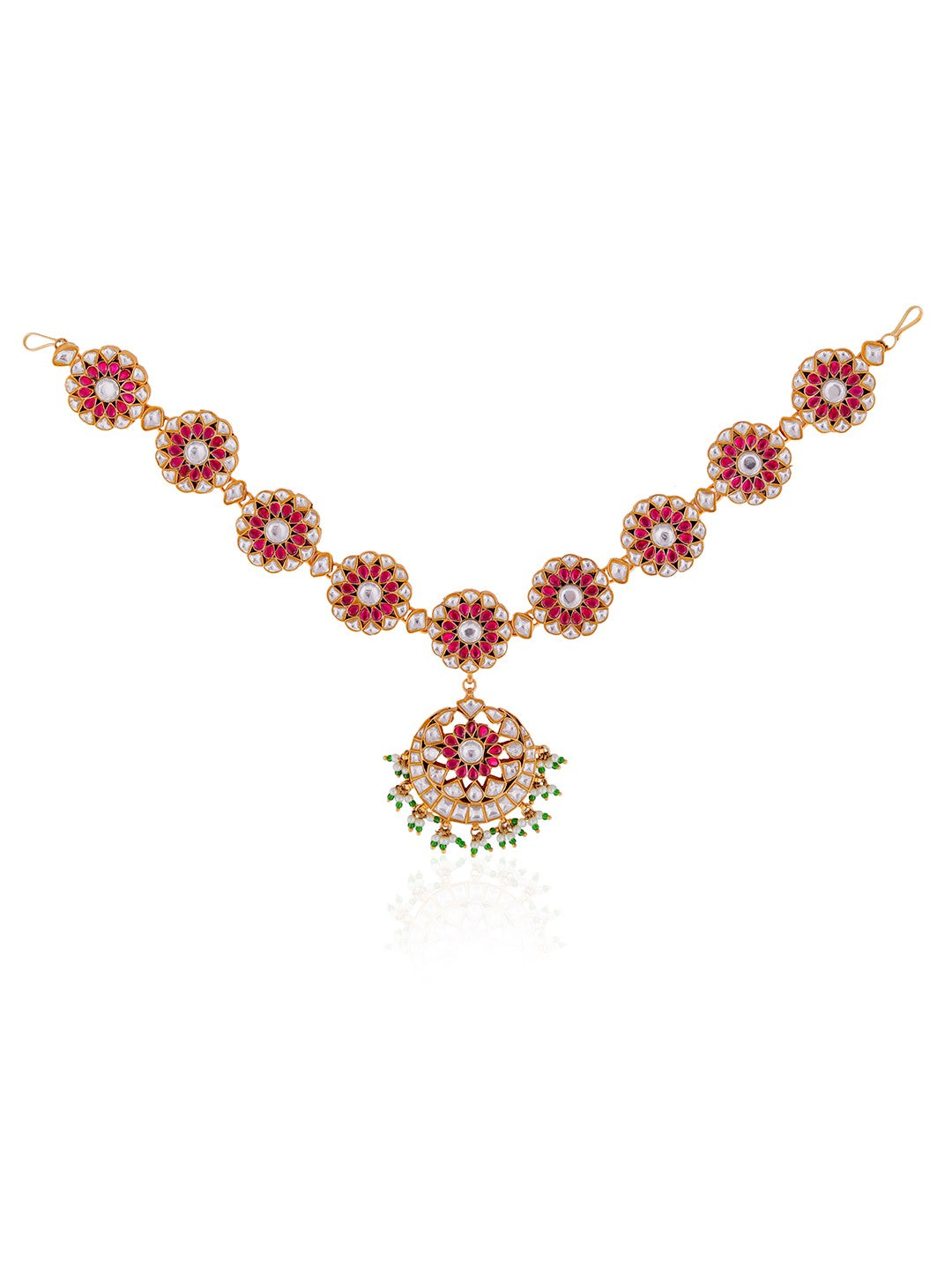 Rajasthani royal pink green uniquely handcraftedbold jadau mathapatti