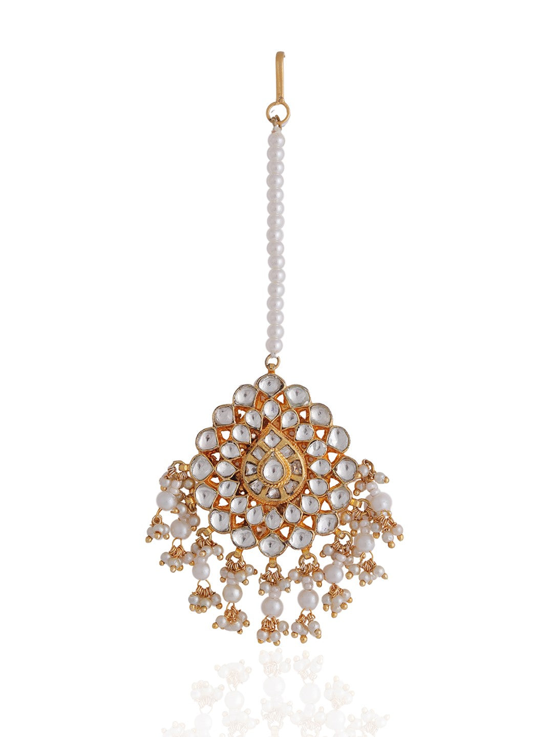 Riana traditional gold plated pearl beads jadtar maang-tikka