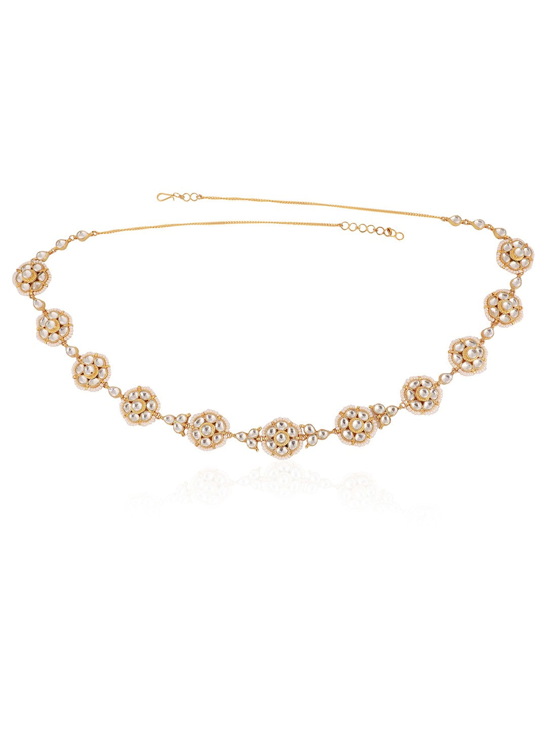 White Traditional Wear Gold Plated Belt