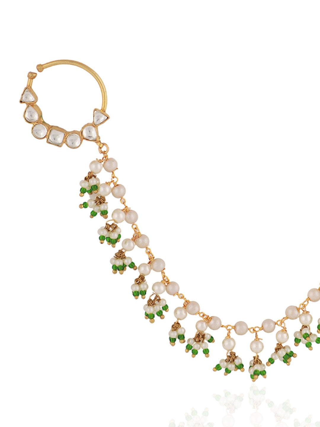 White Gold Pearl Nath
