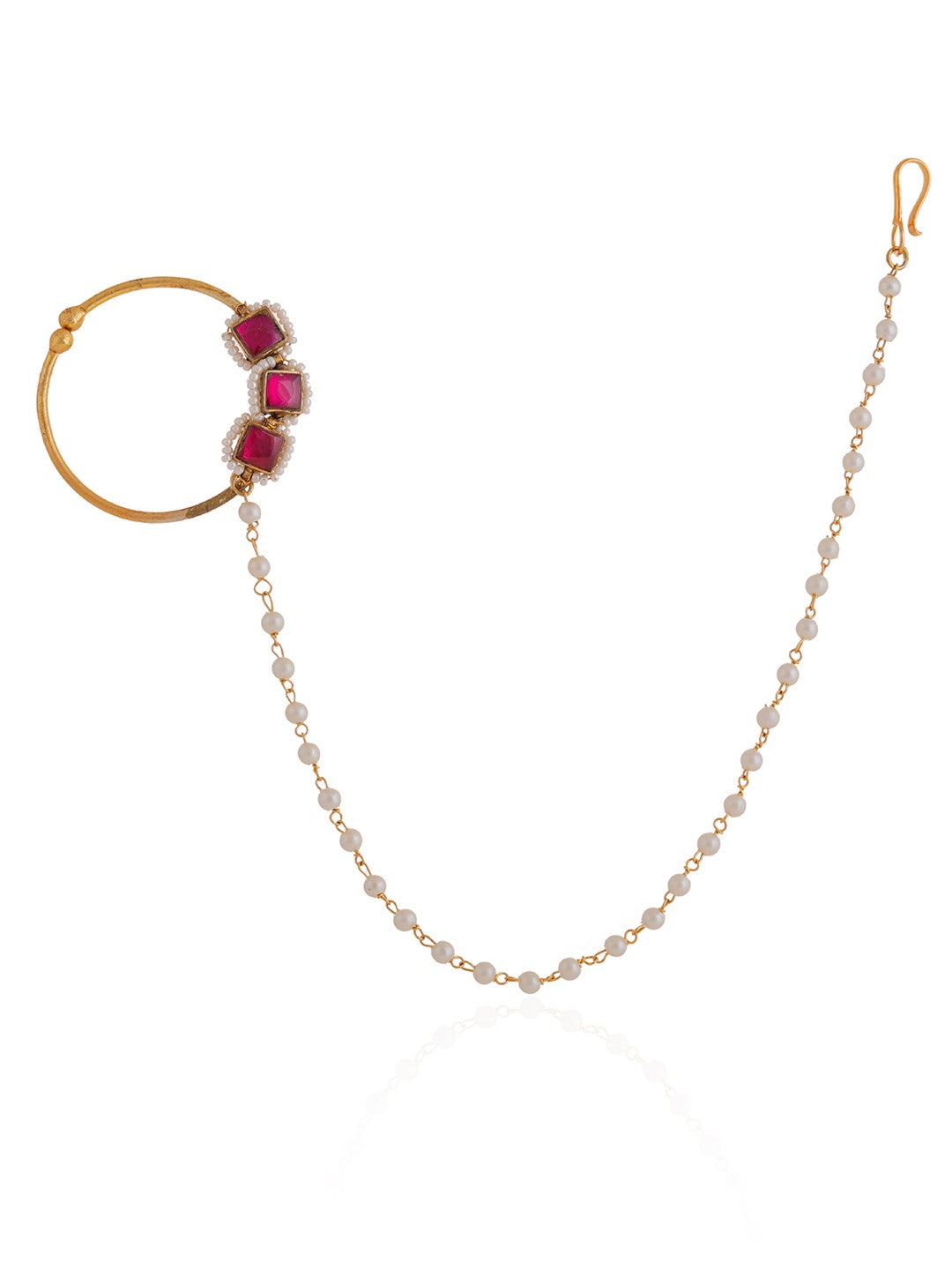 Pink Square Gold Plated Alloy Nose Ring