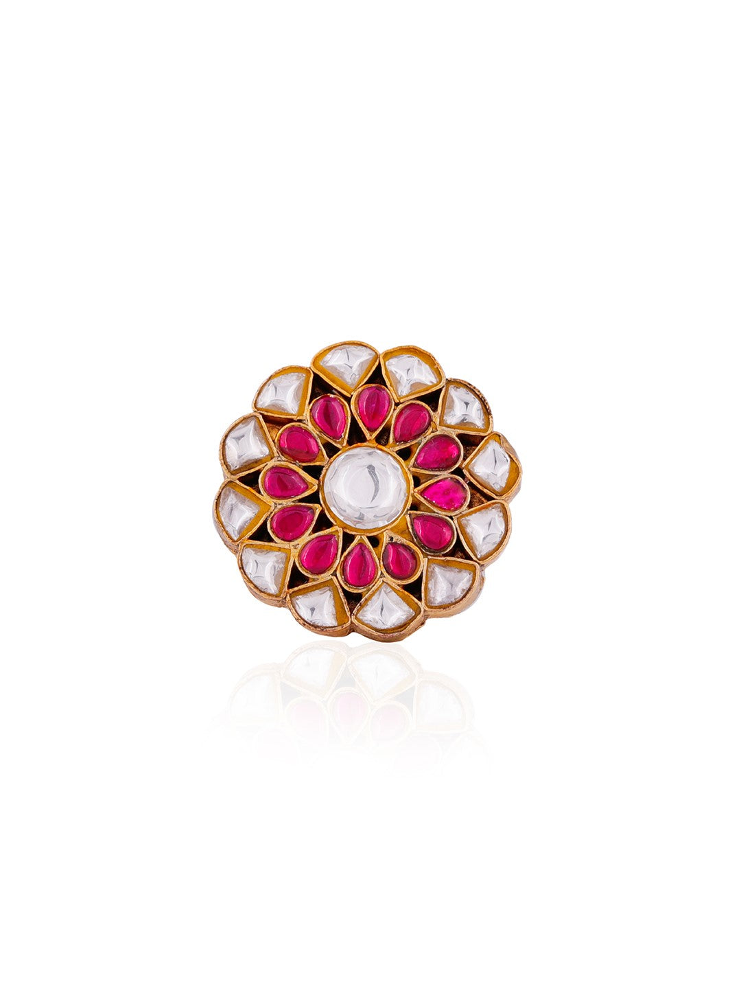 Pink jadau ring