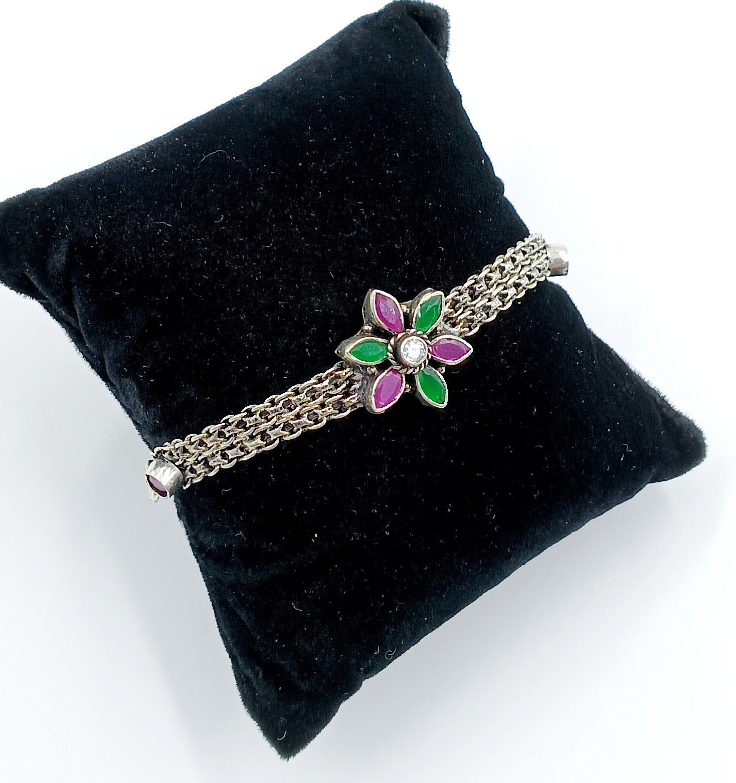 Floral Gemstone Adjustable Bracelet
