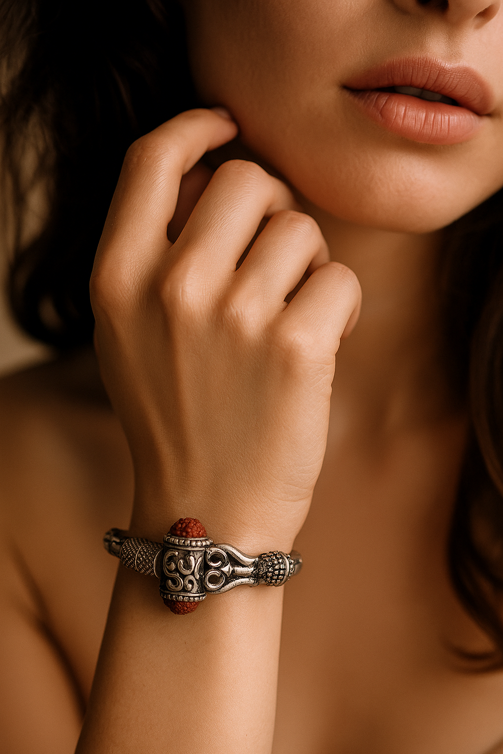 Rudraksha & Trishul Motif Bracelet
