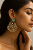 Mint Green Polki Chandbali Earrings