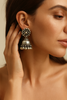 Bold Tribal Jhumka in Antique Silver