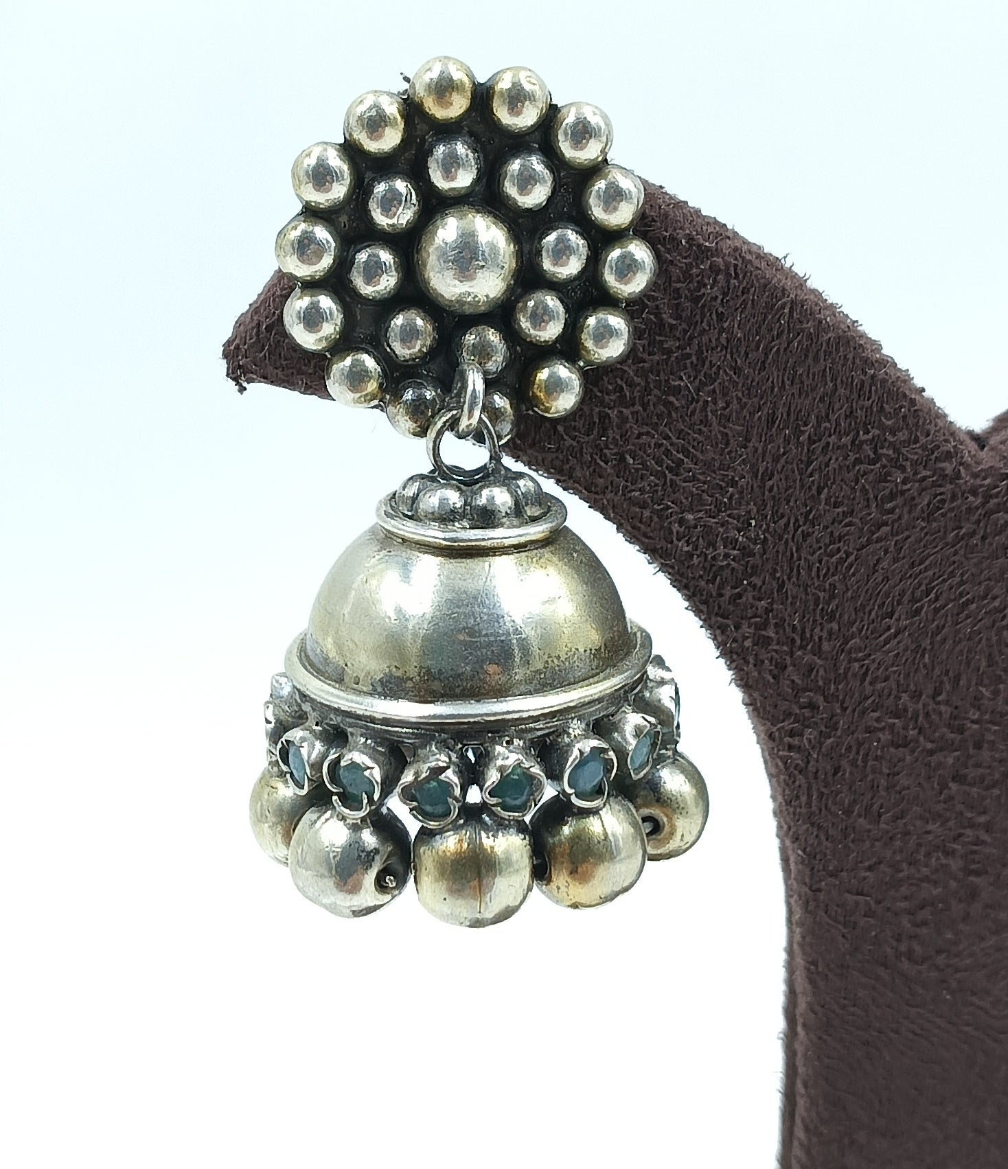 Bold Tribal Jhumka in Antique Silver