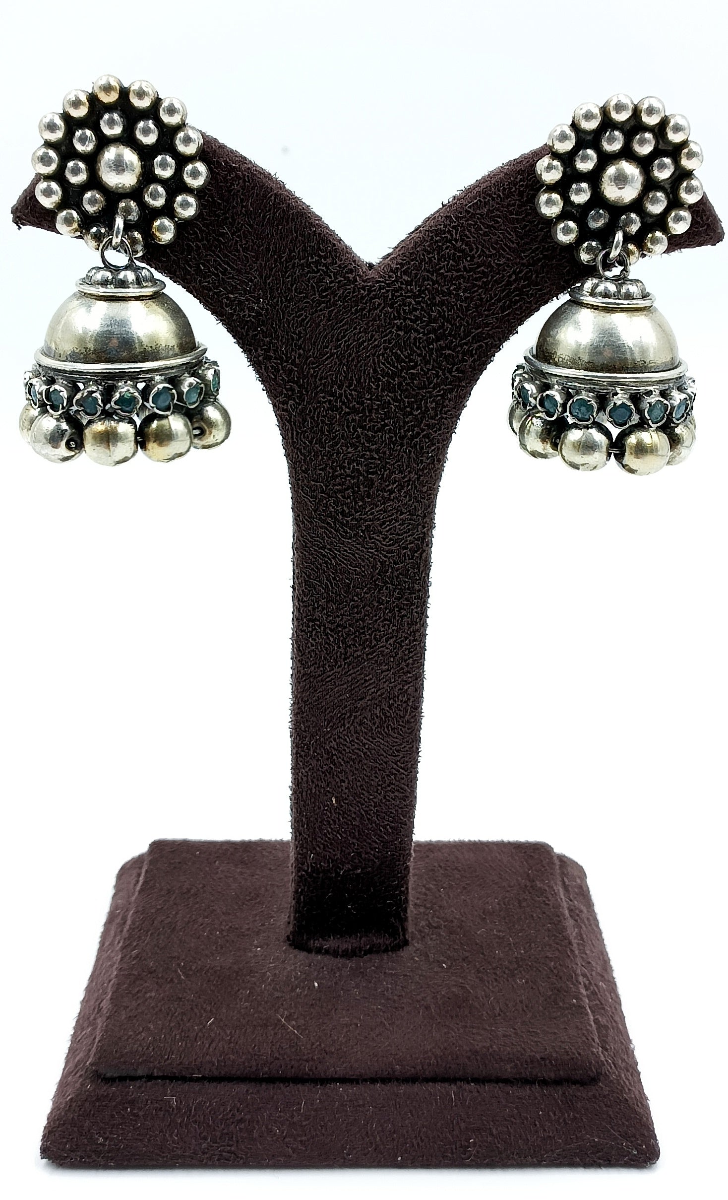 Bold Tribal Jhumka in Antique Silver