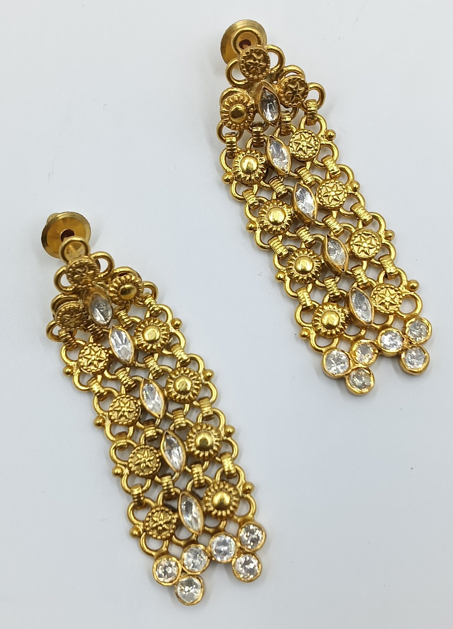 Floral Drop Earrings with Kundan Sparkle