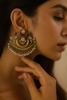 Statement Chandbalis with Red Stones and Kundan