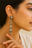 Tribal Cone Drop Earrings with Aqua Accents
