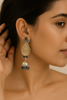 Gold Etched Teardrop Earrings with Dome Jhumka