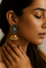 Bold Petal Stud Earrings with Dome Pearl Jhumka