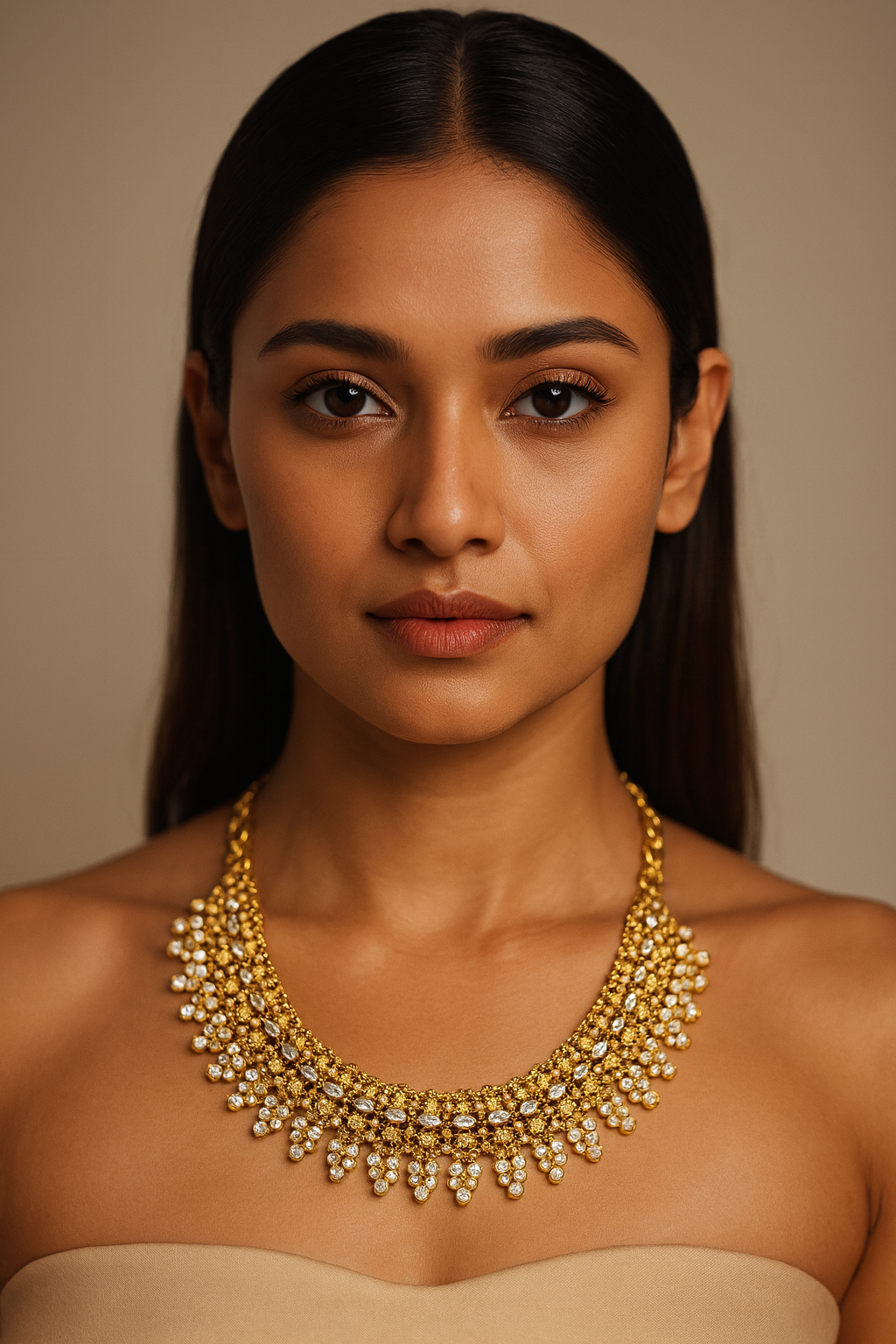 Floral Choker Necklace with Crystal Detailing