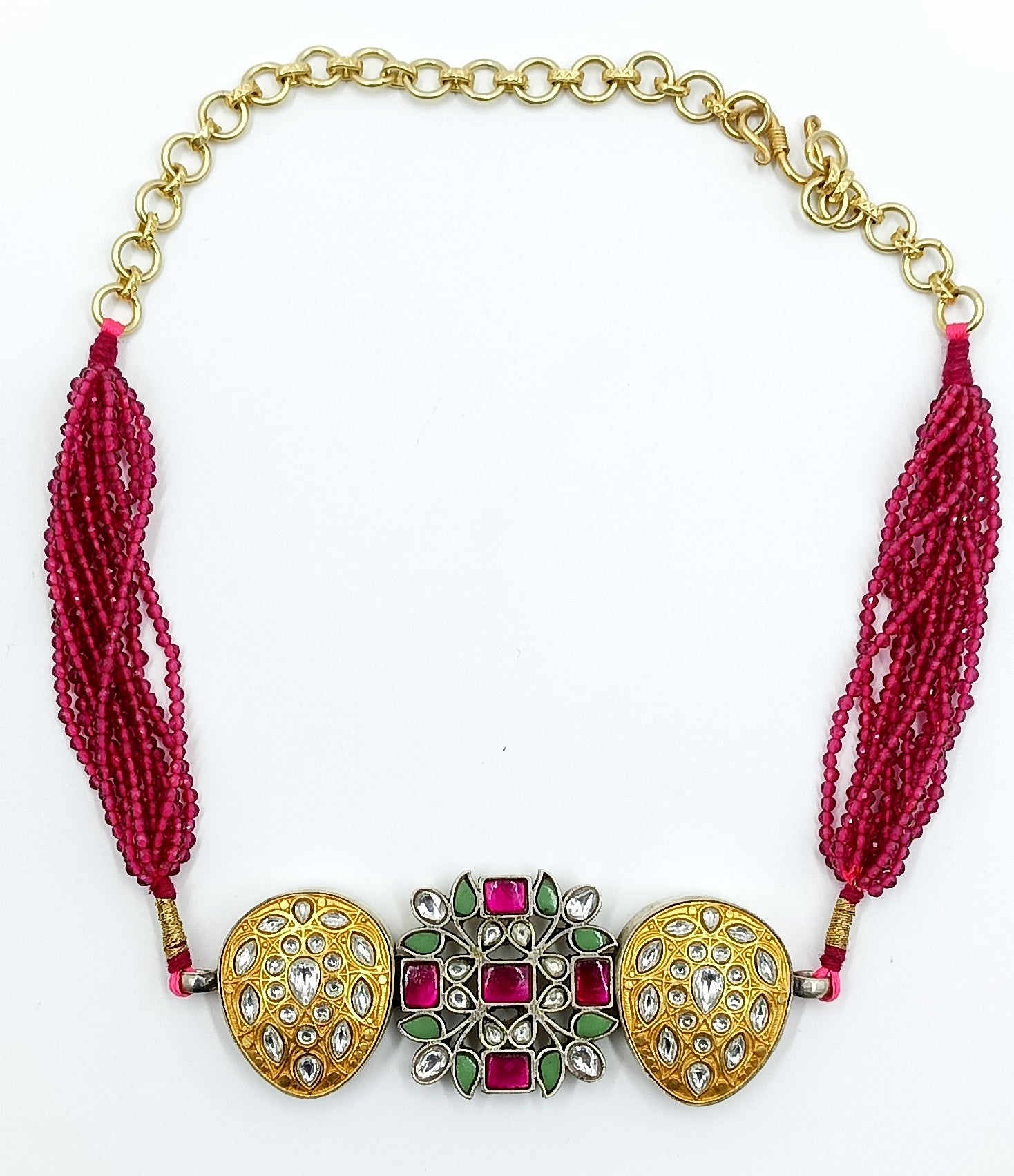 Ruby Green Enamel Choker with Kundan Accents